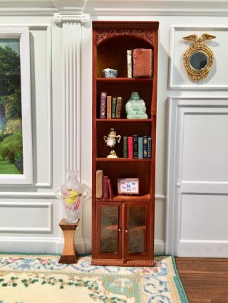Bespaq Dollhouse Miniature Wooden Bookcase Cabinet Furniture