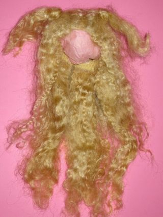 100 Mohair Doll Wig - Size 7 - 8 - Blonde Wavy W/ Pigtails