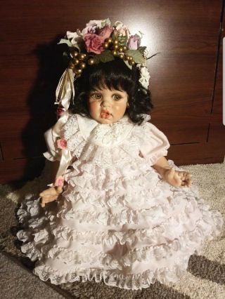 Fayzah Spanos Vinyl Doll 26” Flower Girlno Or Box Ooak