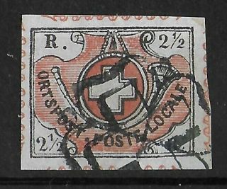 Switzerland 1850 Poste Locale 2 1/2 Rp Imperf Michel 4