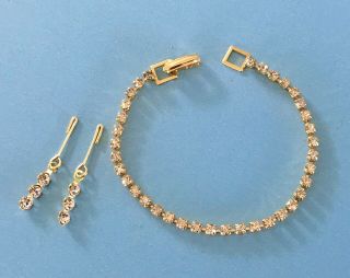 Vintage Rhinestone Doll Jewelry Necklace Earrings Madame Alexander Cissy,  Revlon