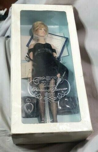 Princess Diana " Princess Of Glamour " Franklin Vinyl Doll Diana Black Dress