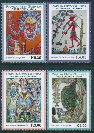 2010 Papua Guinea Pioneer Art Part Iii Set Of 4 Fine Mnh