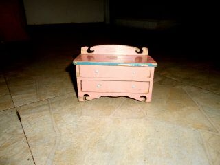 Antique Pink Shabby Chic Doll Wood Dresser Handmade Folk Art