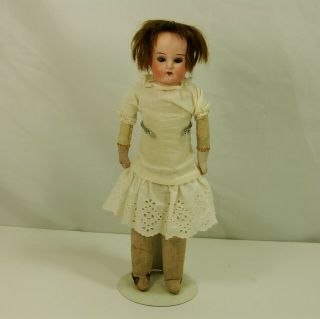 German Doll W/ Dimple In Chin Marked Germany,  Mold 6/0,  Leather Body,  12 " Long