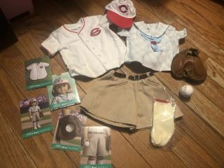 American Girl Kit Cincinnati Reds Baseball Fan Outfit with Glove,  Cards COMPLETE 2