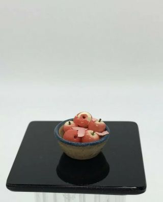 Dollhouse Miniature Artisan Signed Jane Graber Bowl W/apples (r)