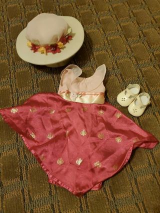 American Girl Rebecca Movie Dress Trulyme Pink Floral Hat T Strap Shoes