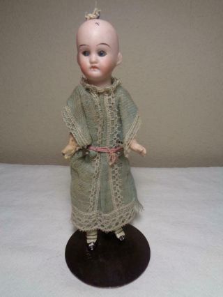 Antique 7 " French German Bisque Doll With Wood Body