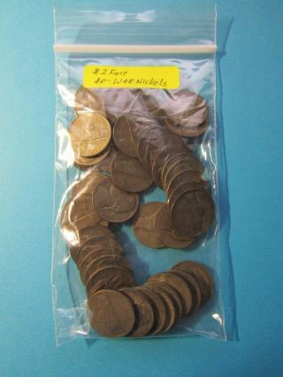 Bag Of 40 Jefferson War Nickels 35 Silver -