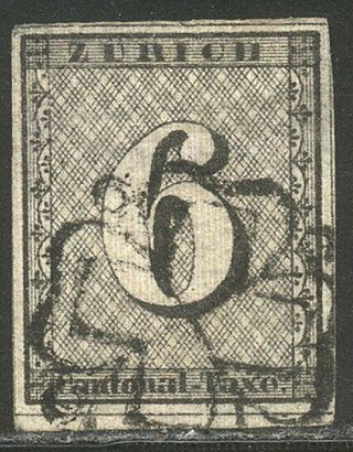 Switzerland 1l2 Scarce - 1843 6r Black ($1,  750)