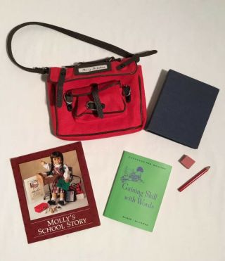 American Girl Molly’s School Bag With Accessories,  Retired,  Book,  Binder Cards