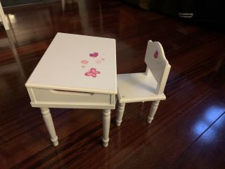 White Wooden Teacher Style Desk And Chair For American Girl Type 18 " Doll