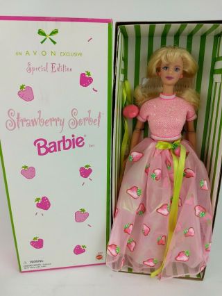 1998 Avon Exclusive " Strawberry Sorbet " Barbie Caucasian