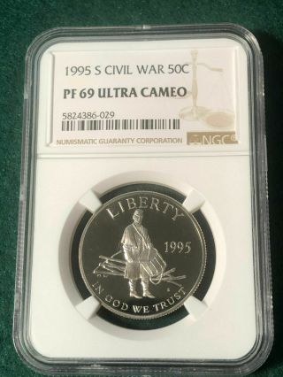 1995 - S Civil War Commemorative Half Dollar - Ngc Proof - 69 Ultra Cameo - Proof