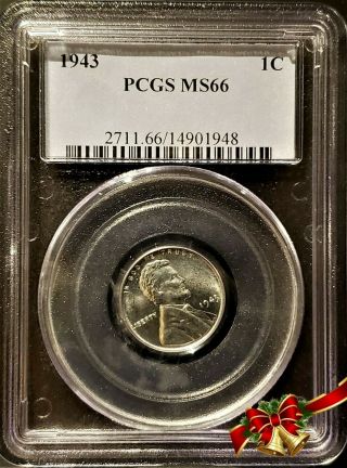 1943 1c Steel Penny Lincoln Cent Pcgs Ms66 - Beauty