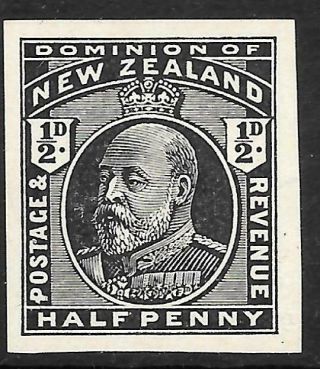 Zealand 1909 1/2d Imperf Proof In Black On Thin Card,  Um.  Sg 387p.