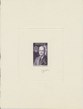 Monaco 1956 357 Wwii General Dwight Eisenhower Artist Signed Stamp Proofs 2
