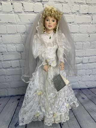 The Danbury Victorian Bride Wedding Porcelain Doll 21 "