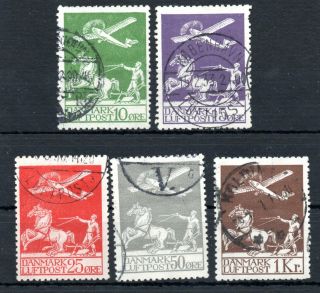 Denmark,  1925,  1929 Better Full Set Airmail Stamps And 50 ö And 1 Kr,