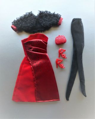 Barbie Fashion Fever Black & Red Holiday Party Dress Shimmer W/ Accessories