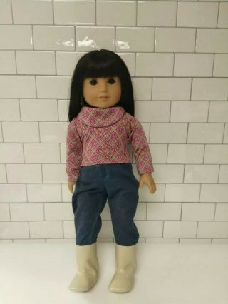American Girl Ivy Ling 18 " Doll W/ Meet Outfit Earrings Retired