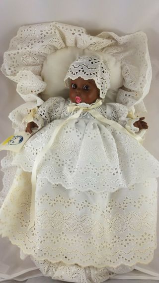 Gerber Baby Doll 12 " Black,  Atlanta Novelty,  Comes With Basket,  Eyes Move