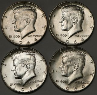 Us 90 Silver Kennedy Halves 1964 Unc