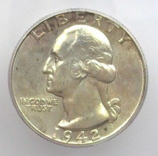 1942 - D Washington Silver 25 Cents Icg Ms66,  Lists For $110