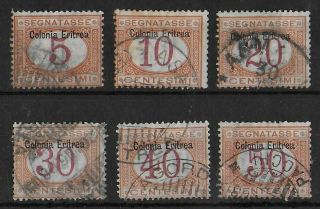 Eritrea Italian Colonies 1903 Segnatasse Set Of 6 Sass 1 - 6 Cv €450