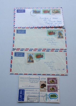 4 X Tuvalu Commercial Airmail Covers.  For Info.