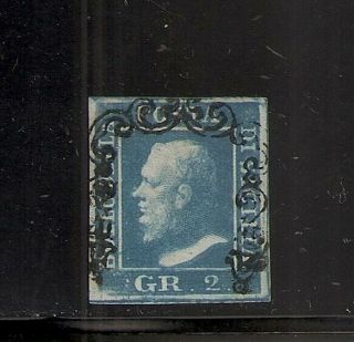 1859 Italy Sicily Sa 7c,  2gr Cobalto Scuro,  $1000.  00,  Stamp