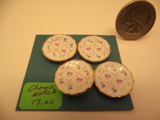 Reutter Porzellan Miniature Dollhouse 1:12 Scale Cross Hatch Dessert Plates