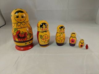 Matryoshka Russian Nesting Dolls Hand Painted Set Of 6 Babushka Stacking Dolls