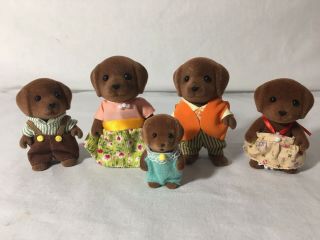 Calico Critters/sylvanian Families Chocolate Lab Family Of 5 Dogs