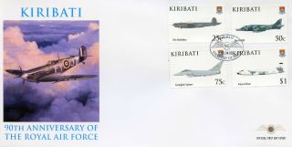 Kiribati 2008 Fdc Raf Royal Air Force 90th Anniv 4v Cover Avro Aviation Stamps
