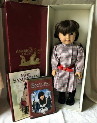 American Girl 18 " Doll Pleasant Company Samantha W/box,  Book,  Dvd