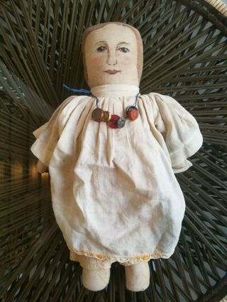 Kay Cloud Folk Art Sawdust Doll C.  1992,  One Of The Best Ooak,  Annabelle,  Look
