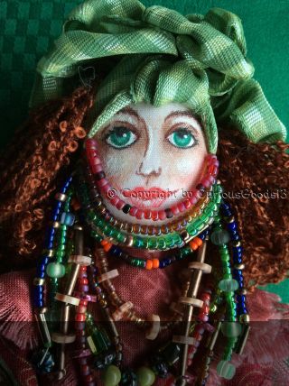 Handmade Gladys Boalt Doll Cloth Figure Gypsy Fortune Teller Painted Features