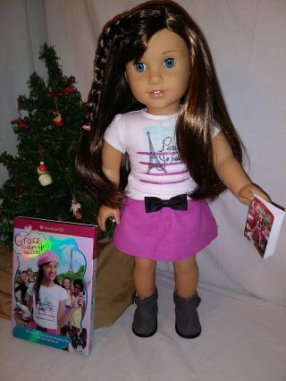 American Girl Doll Retired Girl Of The Year Grace Thomas W/dvd Cond.