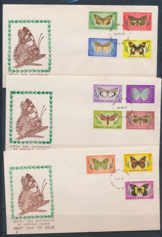 Xb76789 Norfolk Island 1977 Butterflies Insects Good Fdc