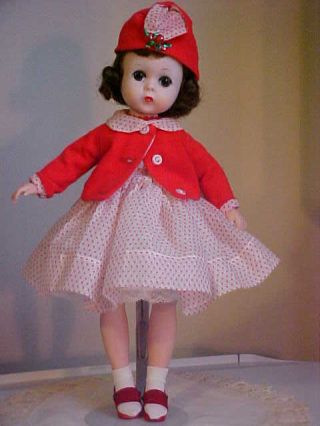 1957 Bkw Lissy Complete W/tagged Htf Red Dotted Dress,  Jacket,  Hat,  Shoes,