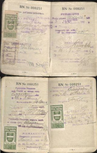 Latvia Passport 1929 Revenues Daugavpils Preili Visa Fiscal