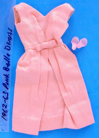 1962 - 63 Barbie Pink Belle Dress W Matching Heels