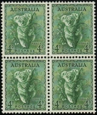 Australia Sc 294 Koala (mnh Og) Block Of 4