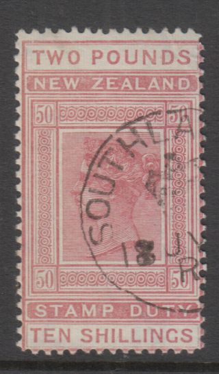 Zealand 1880 £2/10/ - Red /rose Qv Longtype - Revenue Cancel - Vfu