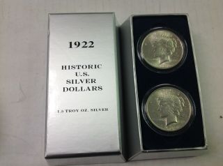 1922 Silver Peace Dollars.  Set Of Two.