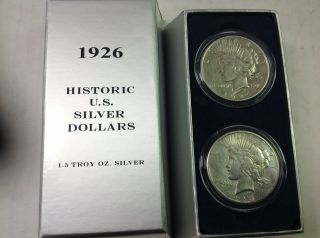 1926 Silver Peace Dollars.  Set Of Two.