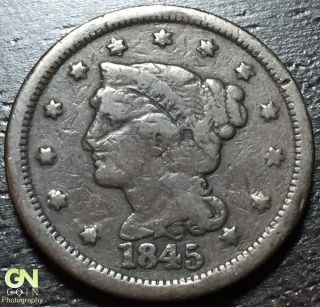 1845 Braided Hair Large Cent - - Make Us An Offer W3147 Zxcv