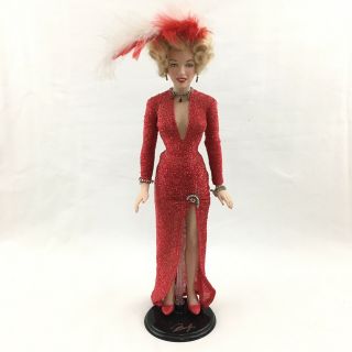 Franklin Marilyn Monroe Red Dress 16 " Vinyl Doll W/ Stand